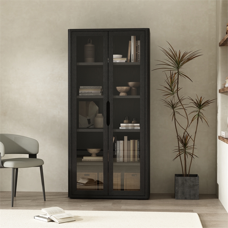 Scranton & Co Modern 5-Shelf Bookcase Cabinet in Black 38