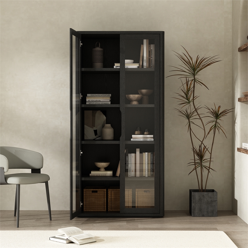Scranton & Co Modern 5-Shelf Bookcase Cabinet in Black 38