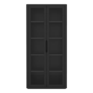 Scranton & Co Modern 5-Shelf Bookcase Cabinet in Black 38&quotW x 79&quotH