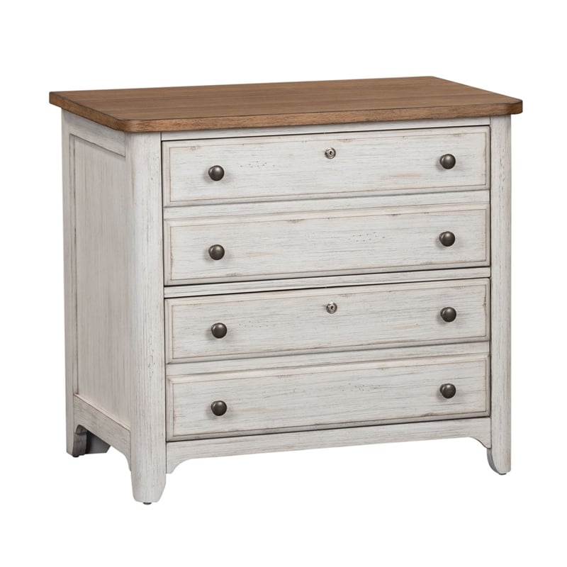 Scranton & Co White Lateral File Cabinet with Locking Drawers