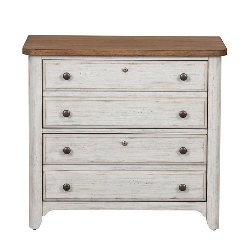 Scranton & Co White Lateral File Cabinet with Locking Drawers