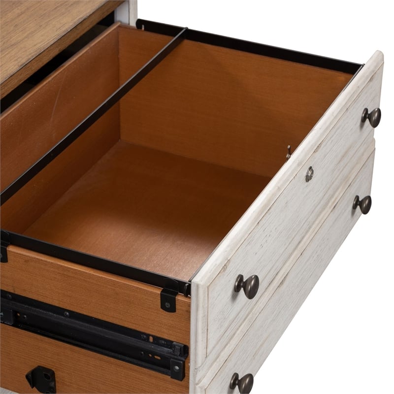 Scranton & Co White Lateral File Cabinet with Locking Drawers