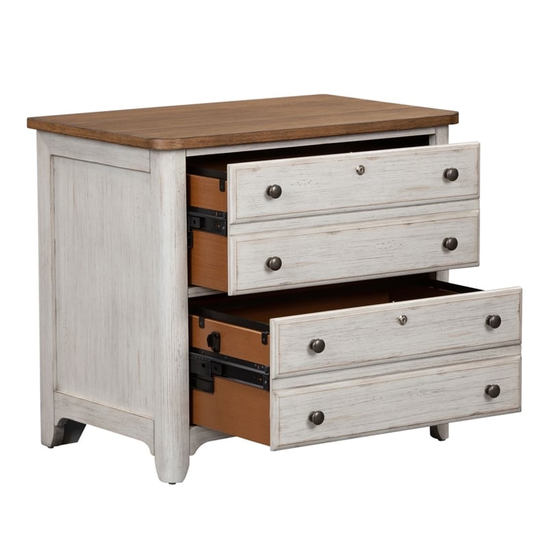Scranton & Co White Lateral File Cabinet with Locking Drawers