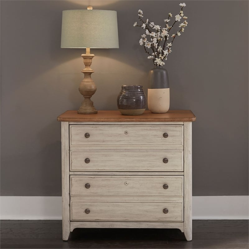 Scranton & Co White Lateral File Cabinet with Locking Drawers
