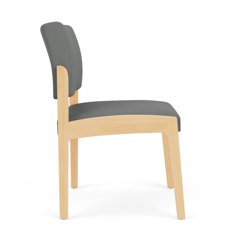 Scranton & Co Armless Guest Chair with Grey Upholstery and Hardwood Frame