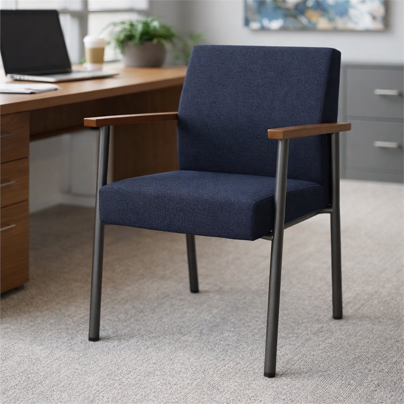 Scranton & Co Guest Chair with Navy Blue Upholstery and Steel Frame