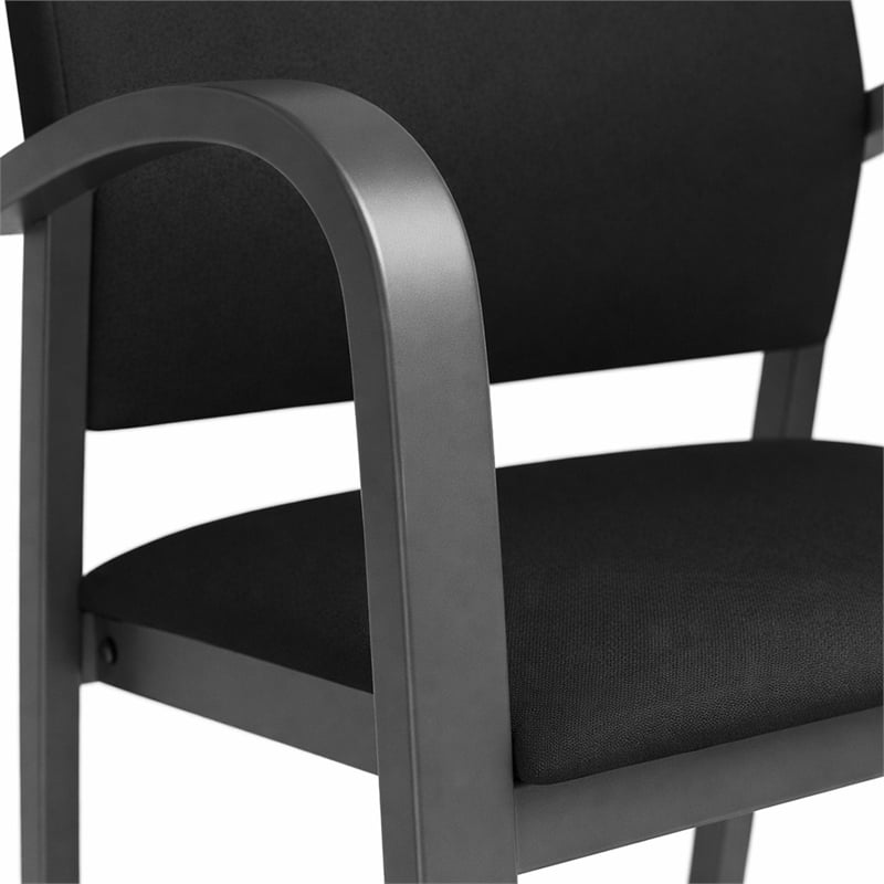 Scranton & Co Guest Chair in Castillo Black with Charcoal Steel Frame