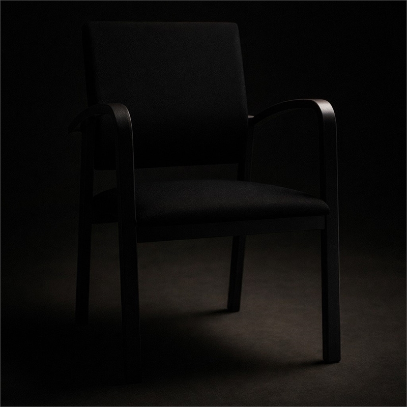 Scranton & Co Guest Chair in Castillo Black with Charcoal Steel Frame