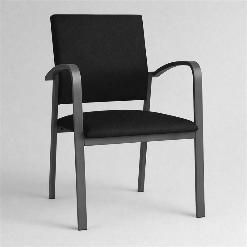 Scranton & Co Guest Chair in Castillo Black with Charcoal Steel Frame