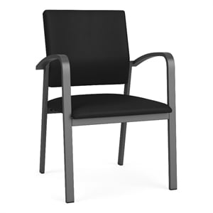 Scranton & Co Guest Chair in Castillo Black with Charcoal Steel Frame