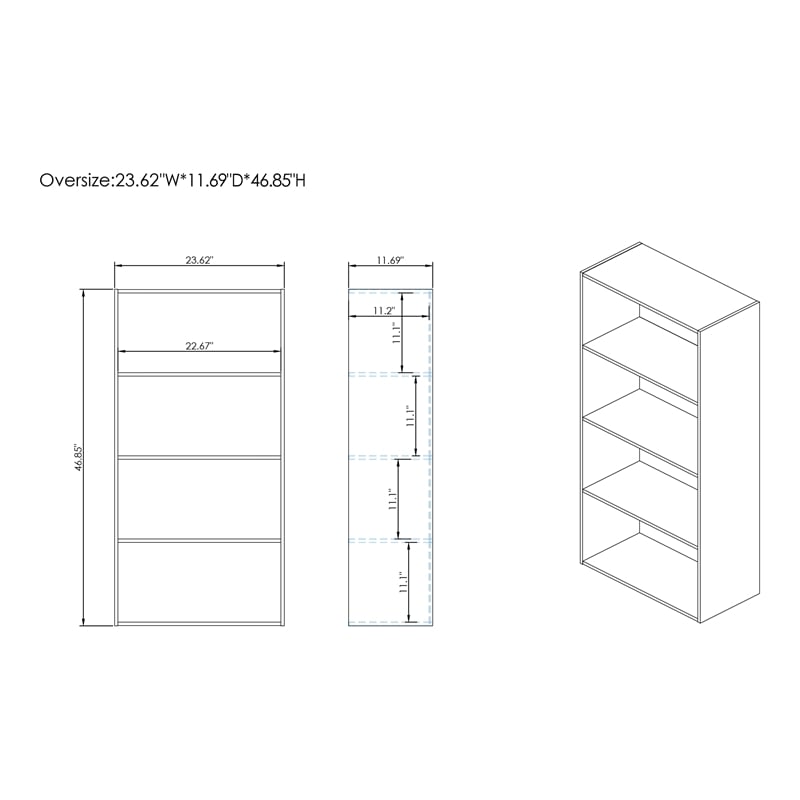 Scranton & Co Stackable Wood 4-Shelf Bookcase in Black