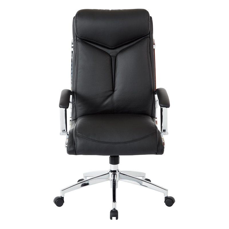 Scranton & Co Executive Faux Leather Chair in Black with Chrome Accents
