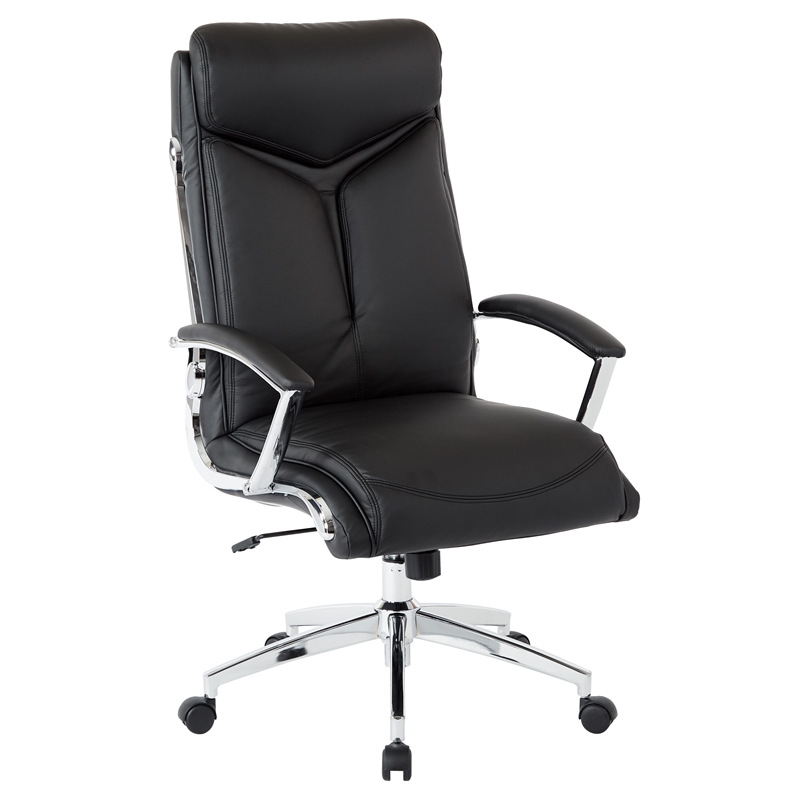Scranton & Co Executive Faux Leather Chair in Black with Chrome Accents