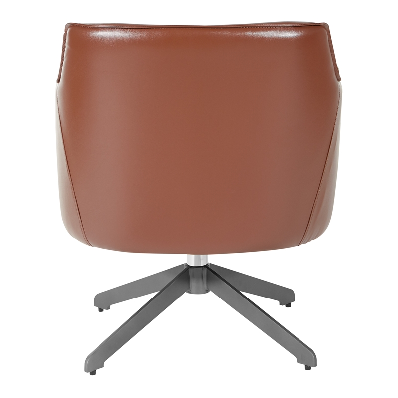 Scranton & Co Faux Leather Guest Chair in Saddle Brown