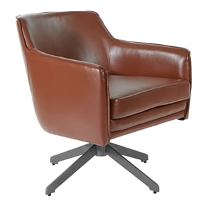 Scranton & Co Faux Leather Guest Chair in Saddle Brown
