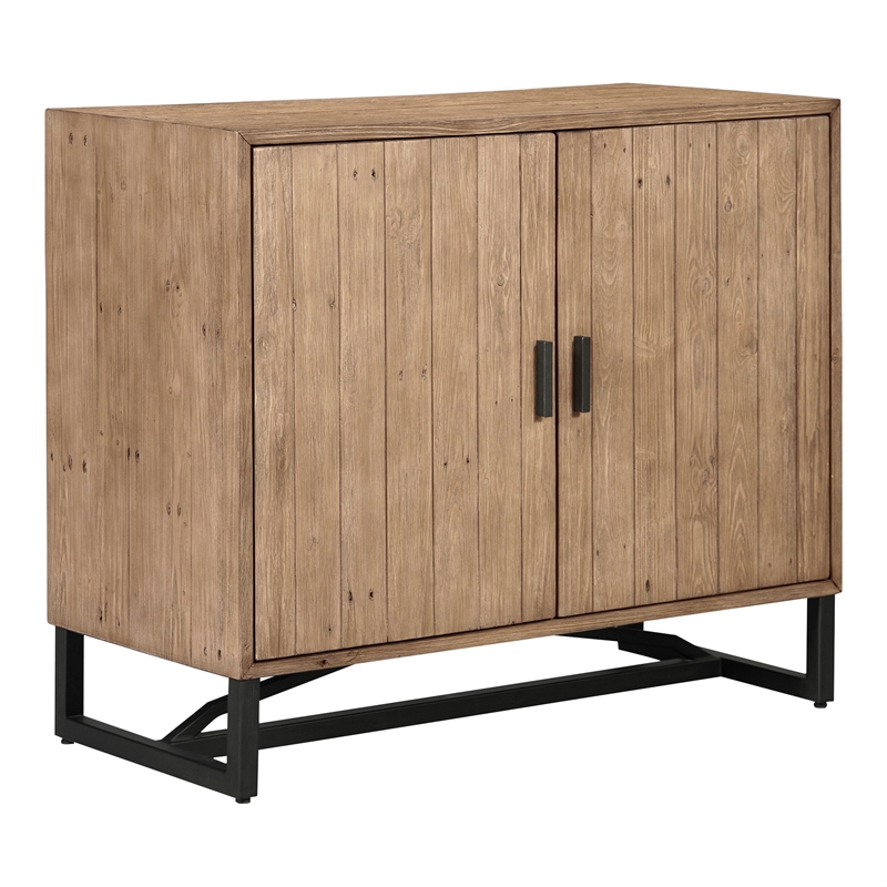 Scranton & Co 2-Door Cabinet with Reclaimed Pine in Brown Finish