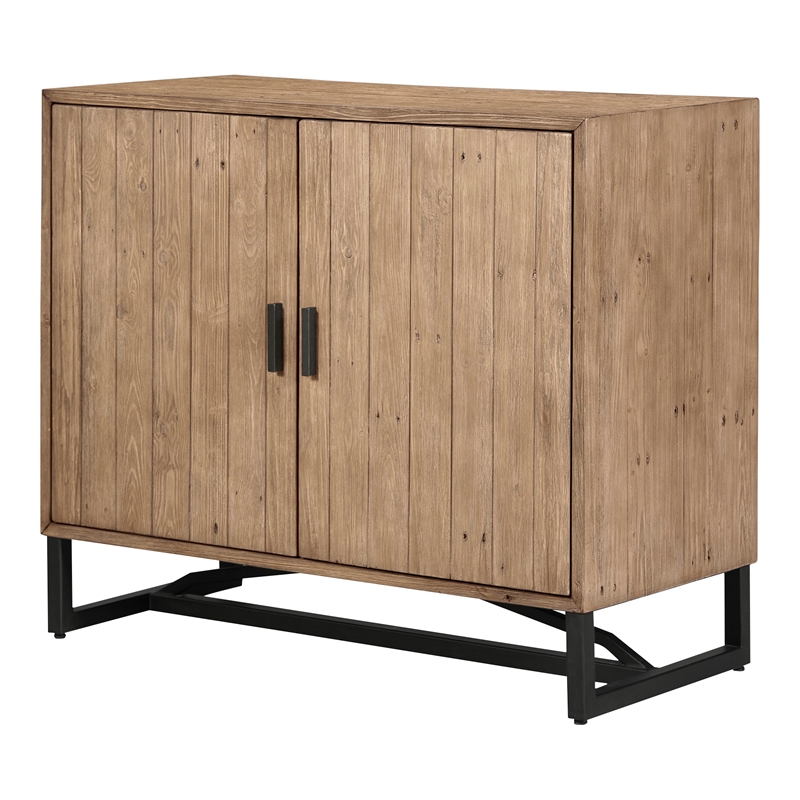 Scranton & Co 2-Door Cabinet with Reclaimed Pine in Brown Finish