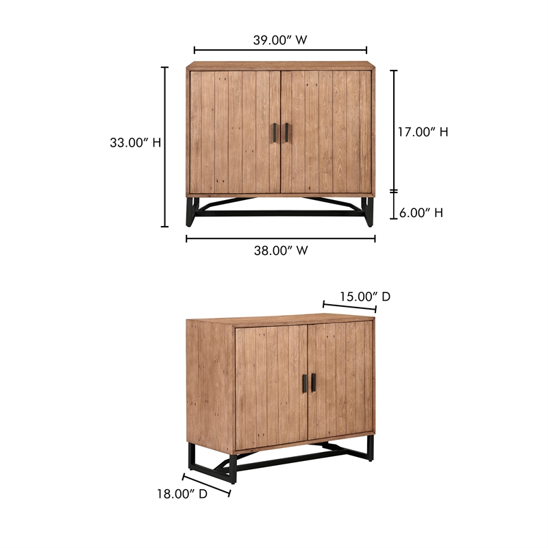 Scranton & Co 2-Door Cabinet with Reclaimed Pine in Brown Finish