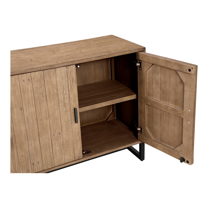 Scranton & Co 2-Door Cabinet with Reclaimed Pine in Brown Finish