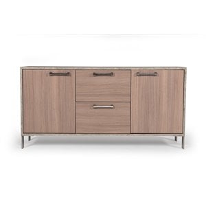 Scranton & Co Brown Oak Faux Concrete File Cabinet with Stainless Steel Legs