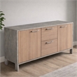 Scranton & Co Brown Oak Faux Concrete File Cabinet with Stainless Steel Legs