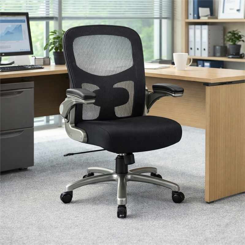 Scranton & Co Black Mesh Executive Chair with Lumbar Support
