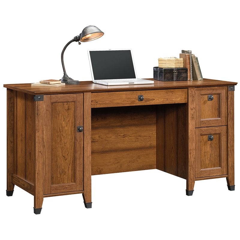 Scranton & Co Engineered Wood Computer Desk with Storage in Washington Cherry