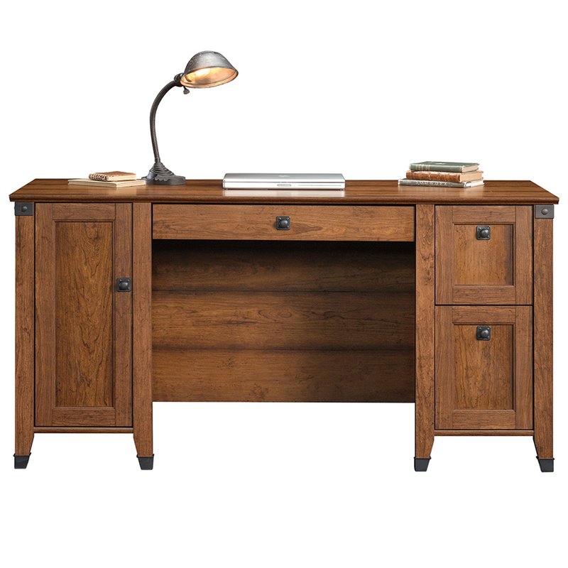 Scranton & Co Engineered Wood Computer Desk with Storage in Washington Cherry