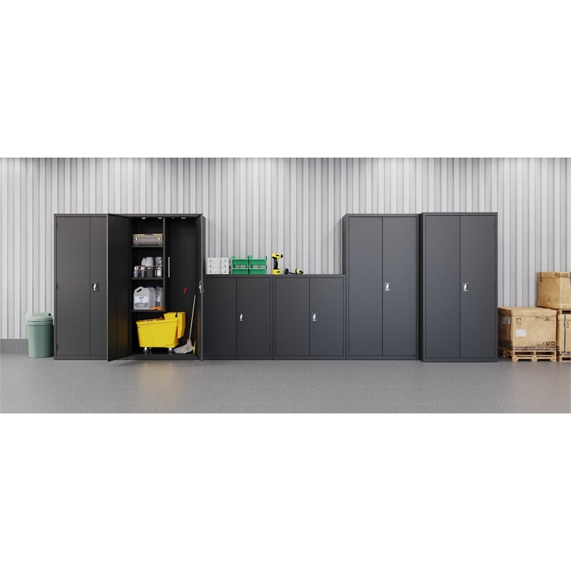 Scranton & Co Metal Janitorial Cabinet in Black 72 in Height