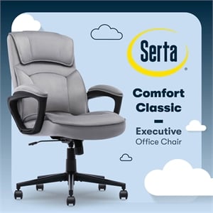 Scranton & Co Velvet Executive Office Chair in Grey with Adjustable Arms