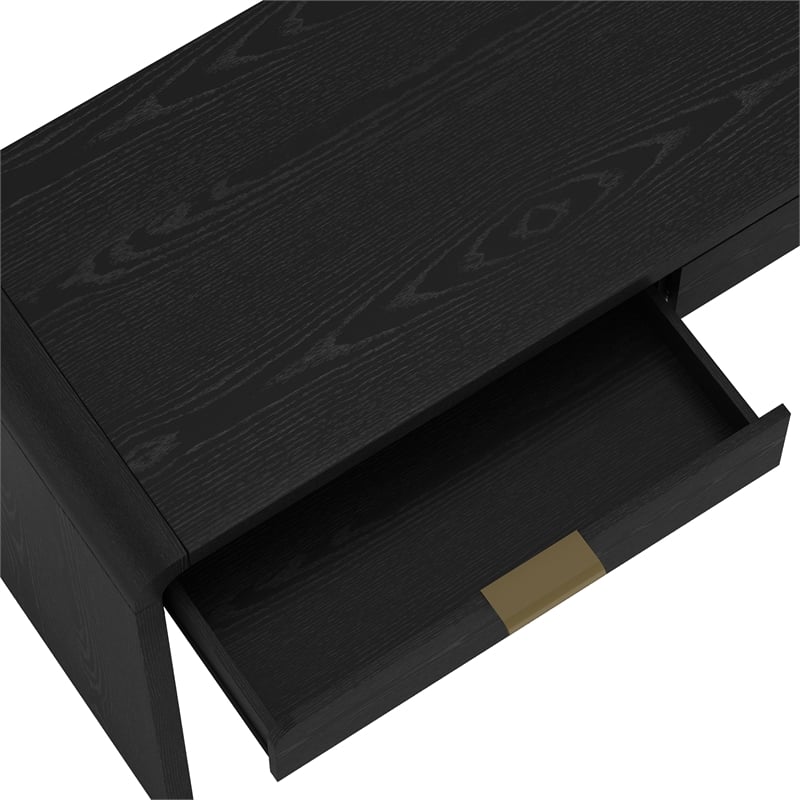 Scranton & Co Modern Office Desk in Black and Gold 54 Inch with 2 Drawers
