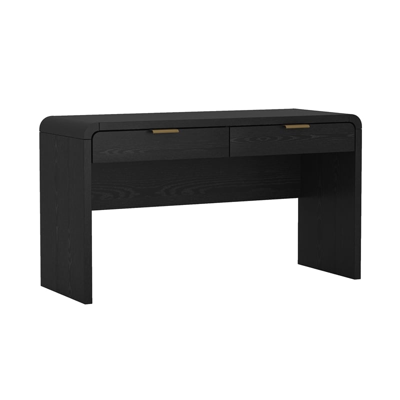 Scranton & Co Modern Office Desk in Black and Gold 54 Inch with 2 Drawers