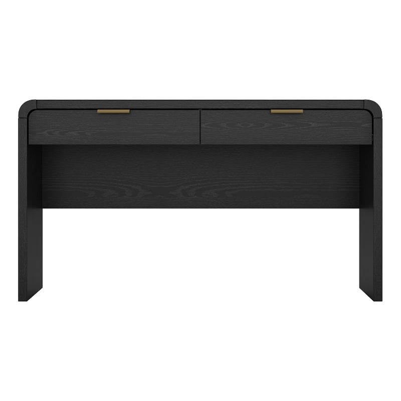 Scranton & Co Modern Office Desk in Black and Gold 54 Inch with 2 Drawers