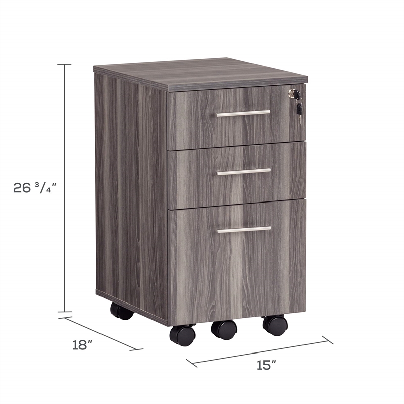 Scranton & Co Medina Box-Box-File Pedestal in Gray Steel Laminate