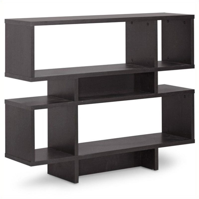 Scranton & Co 4-Level Bookshelf in Espresso Faux Wood Grain