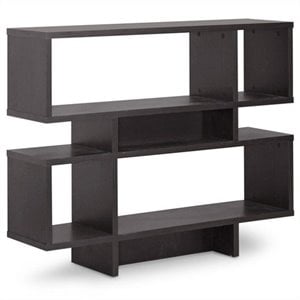 Scranton & Co 4-Level Bookshelf in Espresso Faux Wood Grain