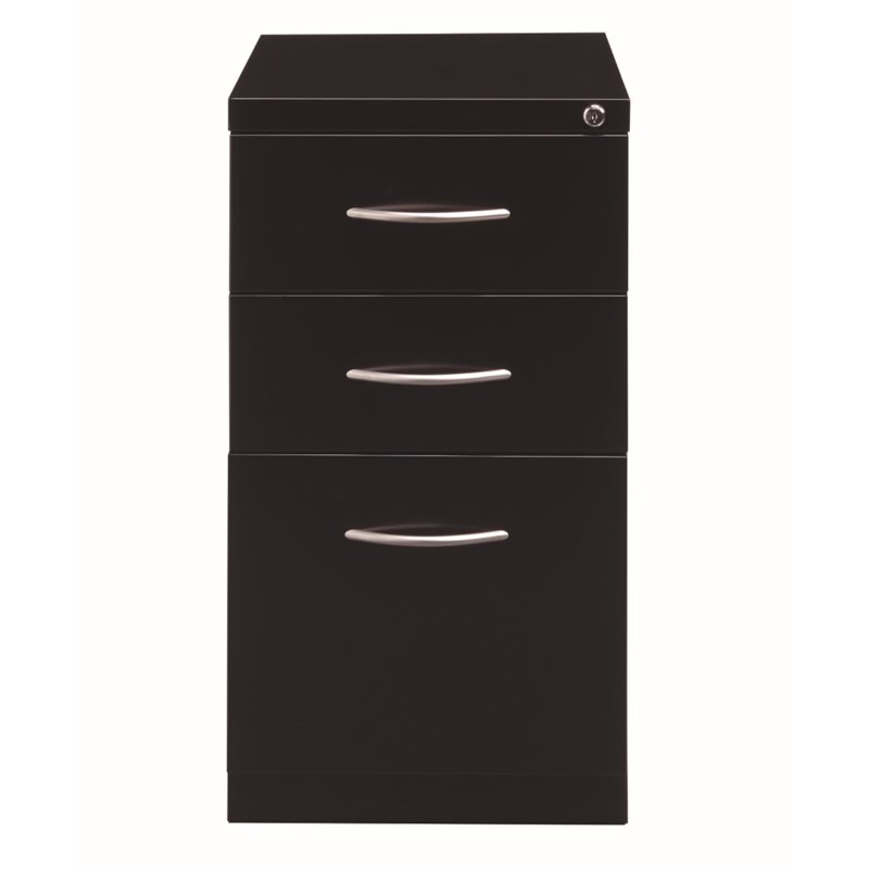 Scranton & Co 23-Inch Mobile 3-Drawer Pedestal File Cabinet in Black Steel