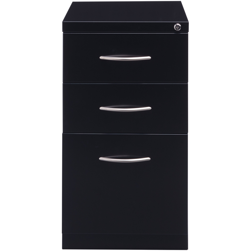 Scranton & Co 23-Inch Mobile 3-Drawer Pedestal File Cabinet in Black Steel