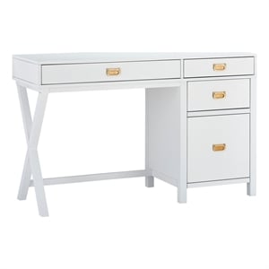 Scranton & Co Desk With Side Storage & 4 Drawers in White Finish