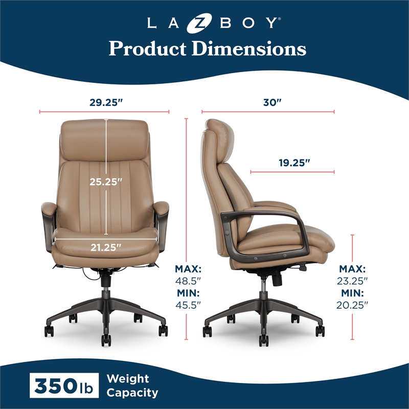 Scranton & Co High Back Executive Chair in Vegan Faux Light Tan Leather