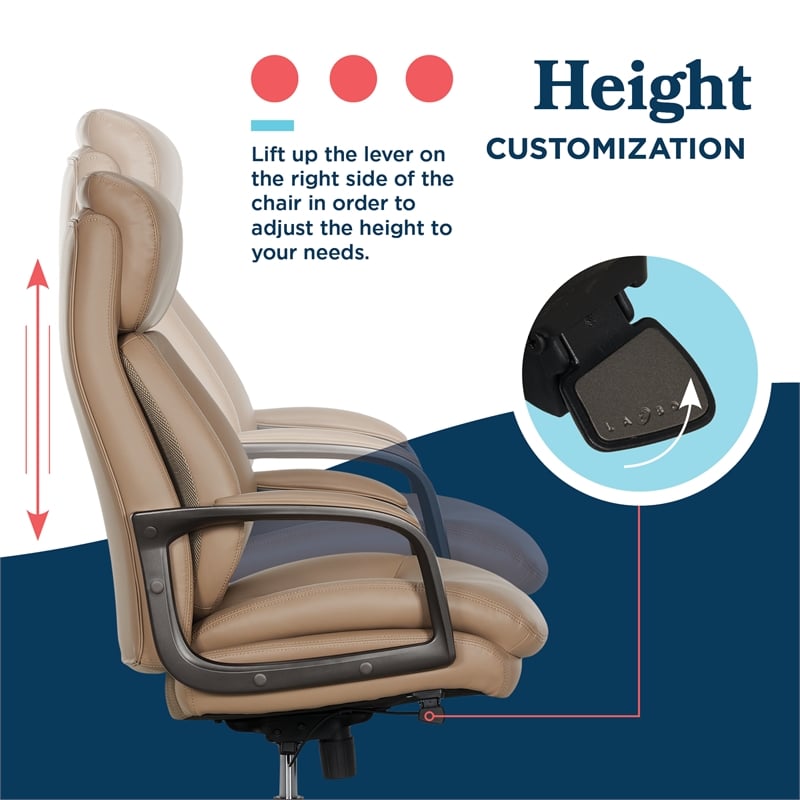 Scranton & Co High Back Executive Chair in Vegan Faux Light Tan Leather