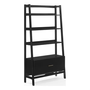 Scranton & Co Large Etagere Bookcase with File Drawer in Matte Black