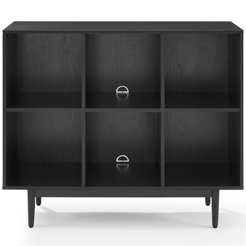 Scranton & Co 6-Cubby Wooden Record Storage Cube Bookcase in Black