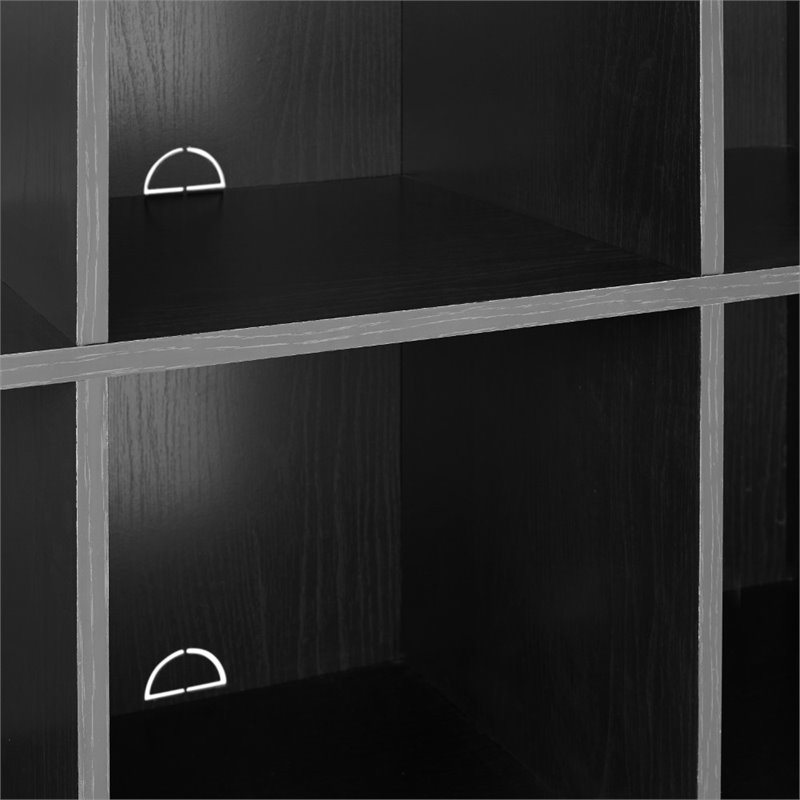 Scranton & Co 6-Cubby Wooden Record Storage Cube Bookcase in Black