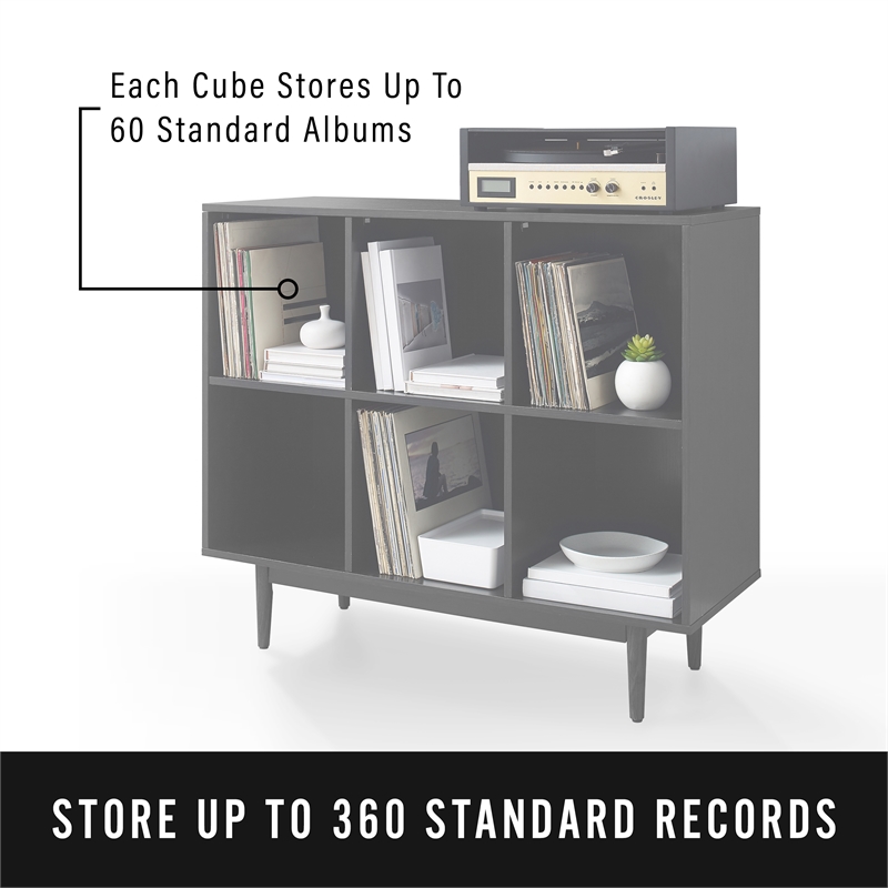 Scranton & Co 6-Cubby Wooden Record Storage Cube Bookcase in Black