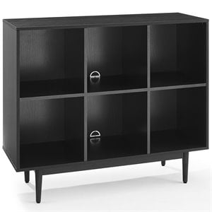 Scranton & Co 6-Cubby Wooden Record Storage Cube Bookcase in Black