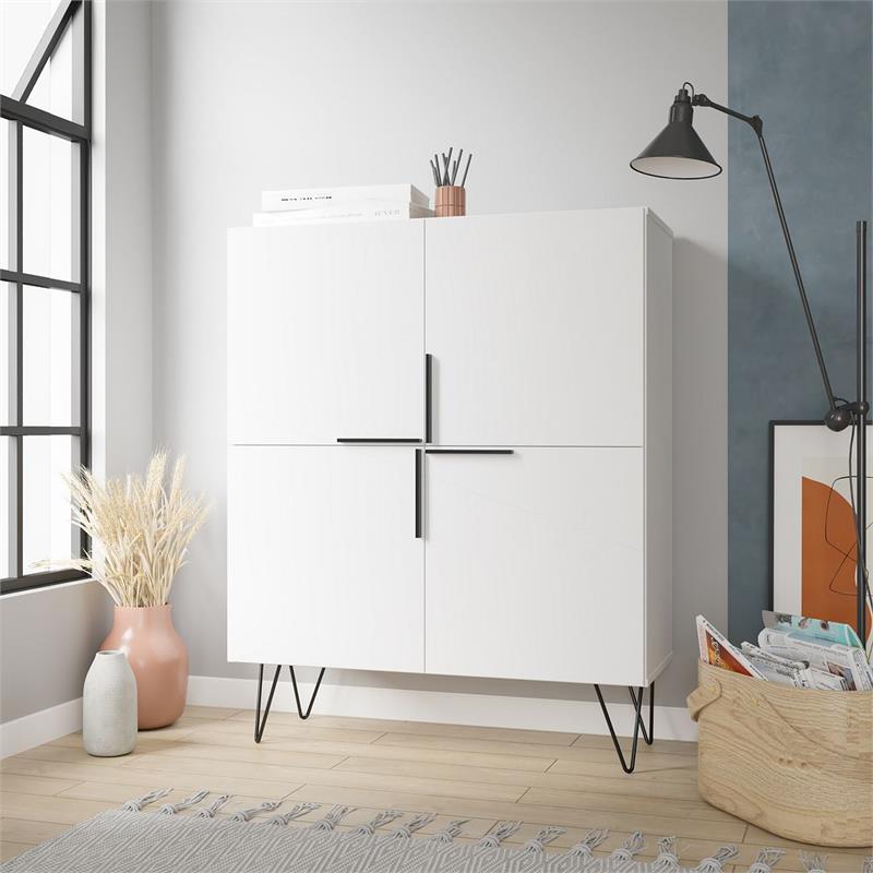 Scranton & Co Engineered Wood 4-Shelf Low Cabinet in White