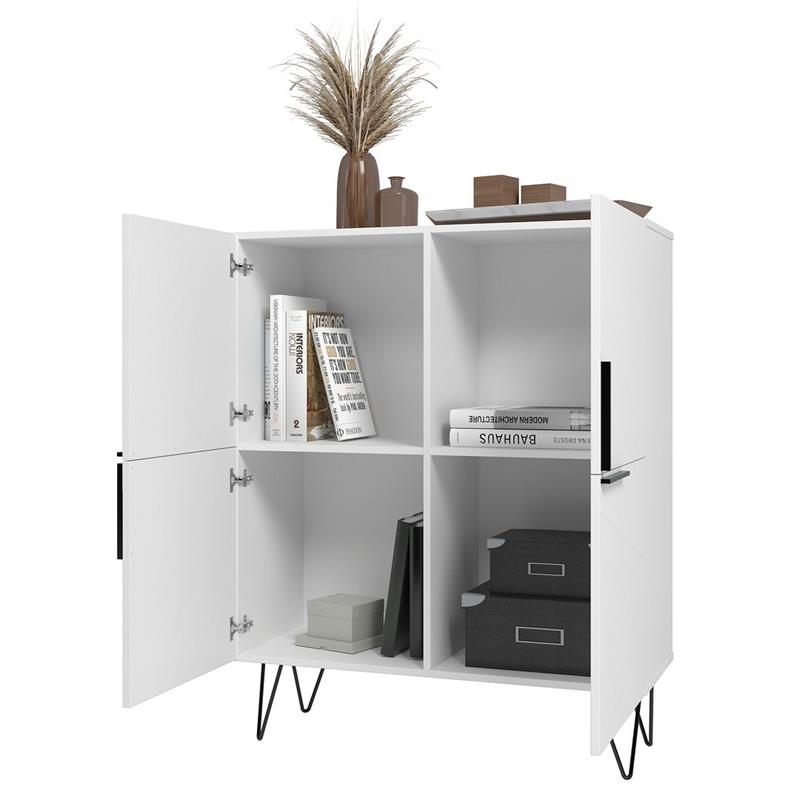 Scranton & Co Engineered Wood 4-Shelf Low Cabinet in White