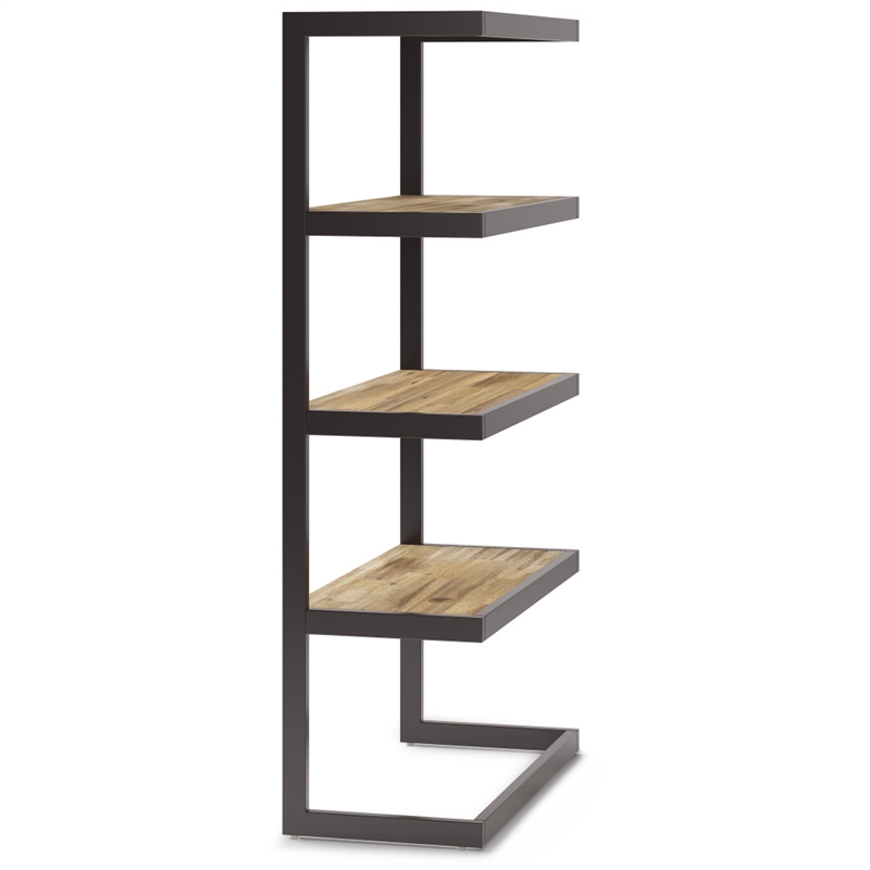 Scranton & Co Acacia Wood Metal Bookcase in Distressed Golden Wheat