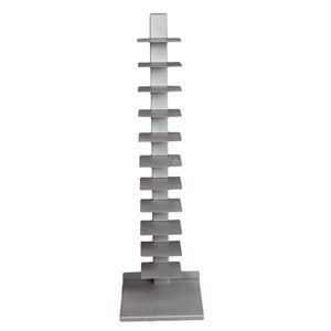 Scranton & Co 11-Shelf Metal Tower Bookcase in Painted Silver